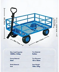 S/M/L/Xl Steel Garden Wheelbarrow, Heavy Duty Utility Cart with 500/900/1200/1400 lbs Capacity for Lawn Farm Garden, 7 Colors