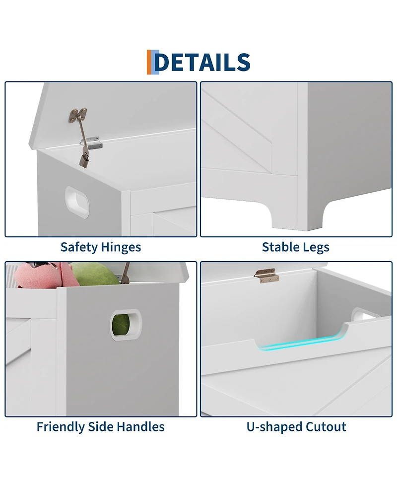 23.6 x 15.7 x 17.7 Inch Storage Stool with Engineered Wood and Shaped Legs, Entryway Bench for Bedroom Living Room, White/Brown