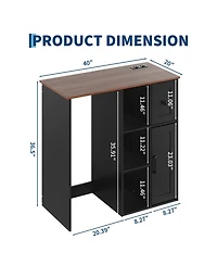 40"L x 20"D x 38.5"H Mini Fridge Stand Cabinet with Open Shelves Drawer and Cabinet, Kitchen Sideboard for Beverage Coffee Bar, Black/White