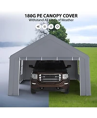 13 x 20 Ft Carport with 3 Doors 5 Windows, Heavy Duty Steel Frame Pe Fabric Car Canopy Garage for Car Truck Suv Outdoor Parking