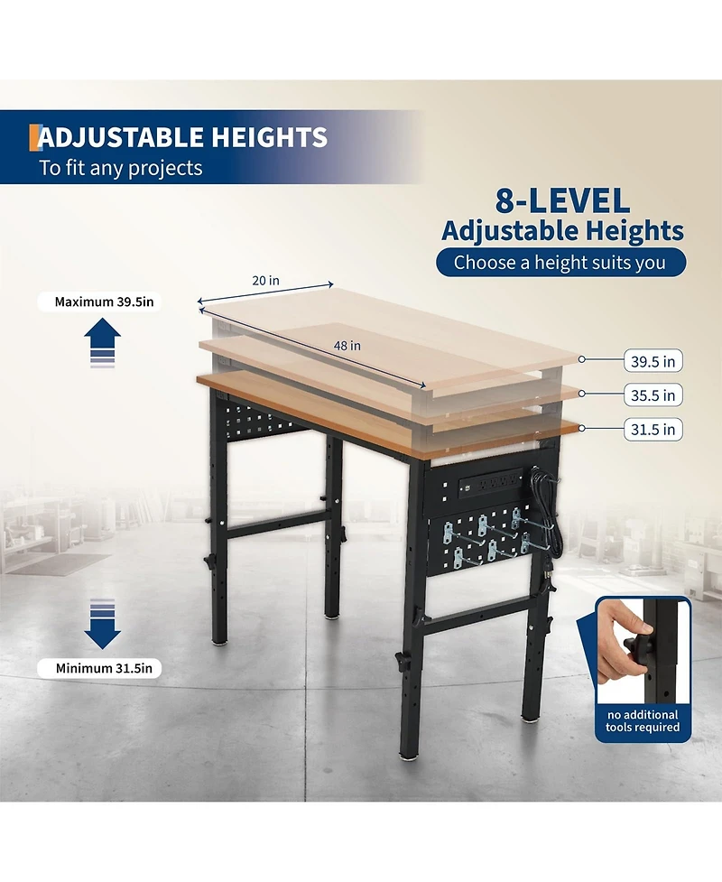 48 x 20 in Electric Height Adjustable Standing Desk with Side Pegboard, Home Office Computer Workstation with Open Shelf, Walnut