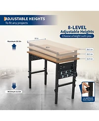 48 x 20 in Electric Height Adjustable Standing Desk with Side Pegboard, Home Office Computer Workstation with Open Shelf, Walnut