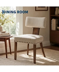 21x24x34 In Set of 2 Dining Chairs, Wood Frame with Linen Upholstered Seat for Kitchen Dining Room Modern Style, Beige