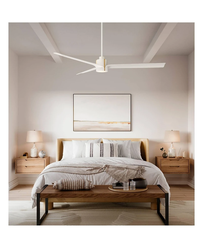 60" Casa Vieja Aero Matte White Led Ceiling Fan with Remote