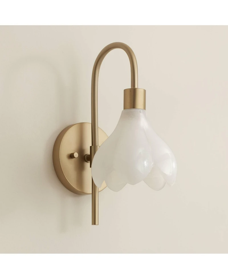 Possini Euro Design Possini Euro Magnolia 12 1/2" High Aged Brass Cloud Glass Wall Sconce