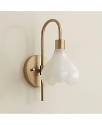 Possini Euro Design Possini Euro Magnolia 12 1/2" High Aged Brass Cloud Glass Wall Sconce