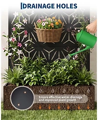 44 x 71 16 Steel Privacy Screen Planter Box, Decorative Metal Plant Holder for Backyard Patio Garden, Black