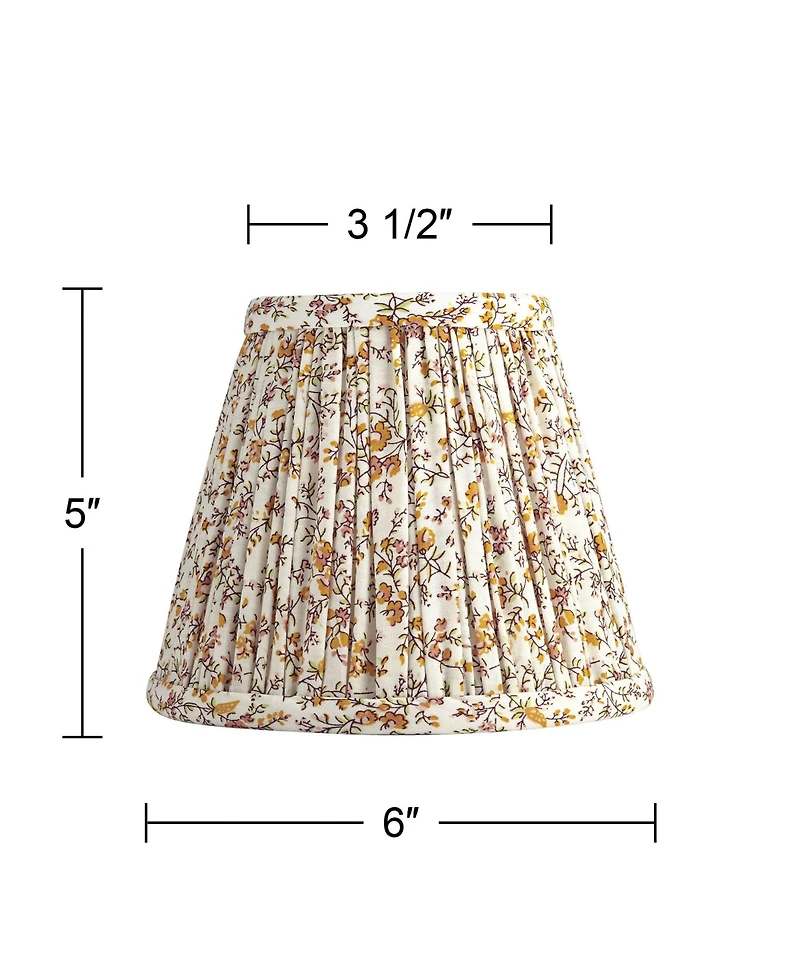 Springcrest 3 1/2" Top x 6" Bottom x 5" High x 5" Slant Print Lamp Shade Replacement Set of 4 Goldenrod Floral Clip On Candelabra