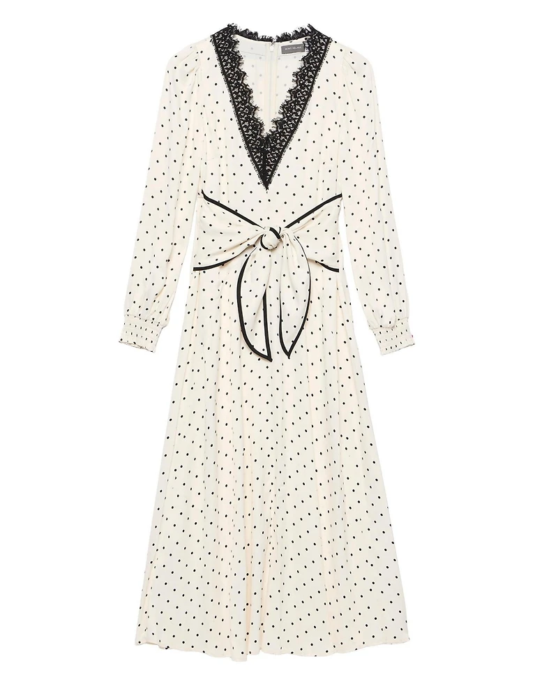 Mint Velvet Women's Polka Dot V-Neck Long-Sleeve Wrap Maxi Dress