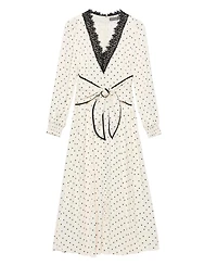 Mint Velvet Women's Polka Dot V-Neck Long-Sleeve Wrap Maxi Dress