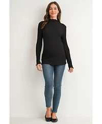 Hello Miz Maternity Textured Mock Neck Long-Sleeve Top