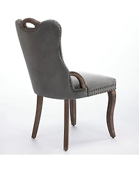 Flynama Set of 2 Hand Tufted Velvet, Solid Wood Handles Nail Curved Wood Legs Dining Chairs