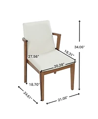 Flynama Set of 2 Mid-Century Modern Dining Armchairs Pu Upholstery with Walnut Rubber Wood Frame