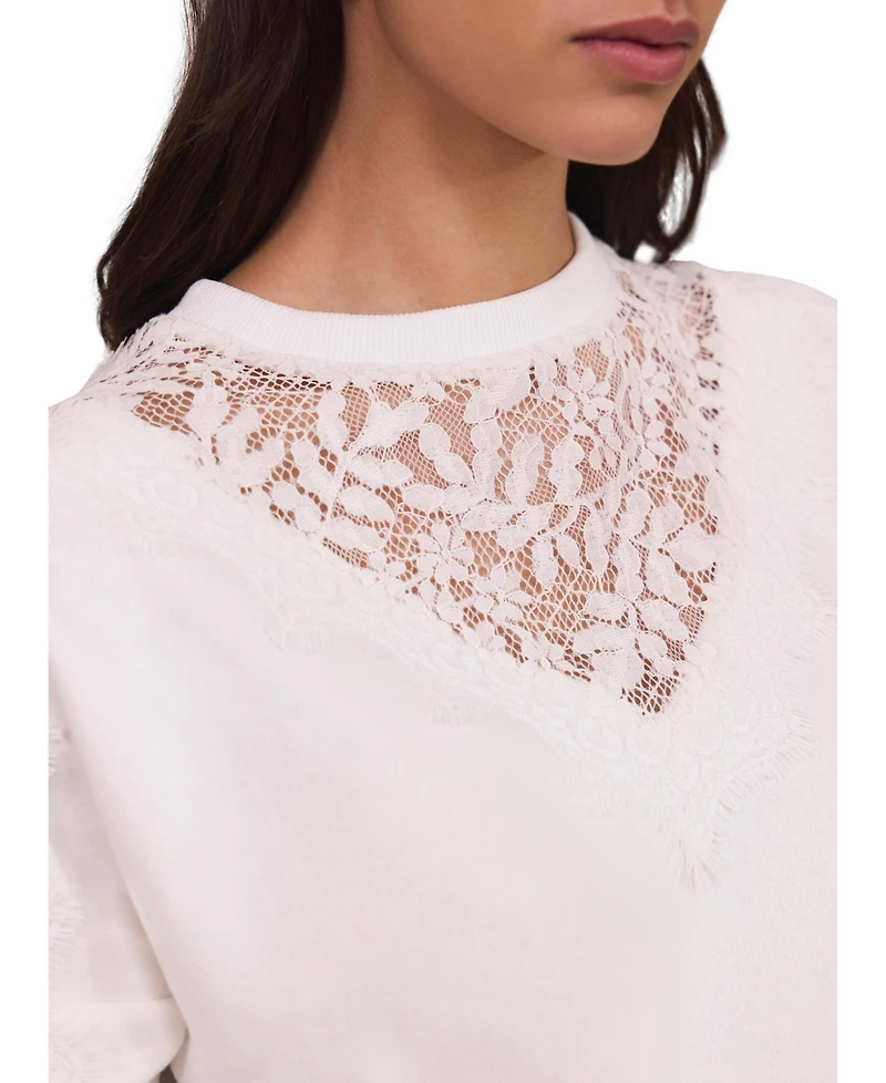 Mint Velvet Women's Broderie Lace Long-Sleeve Sweatshirt
