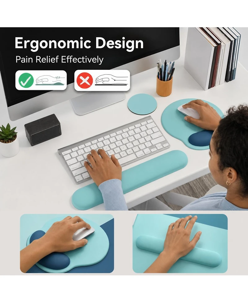 Lofree 3-in-1 Ergonomic Mouse Pad Wrist Rest Set Compatible with Standard Desktop Setups