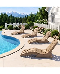 Gymax 2pieces In-Pool Lounge Chair Ergonomic S-Curve Hdpe Pool Chaise Lounger w/Wheels