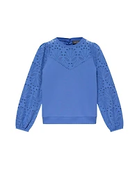 Mint Velvet Women's Cotton-Blend Broderie Blouson-Sleeve Sweatshirt