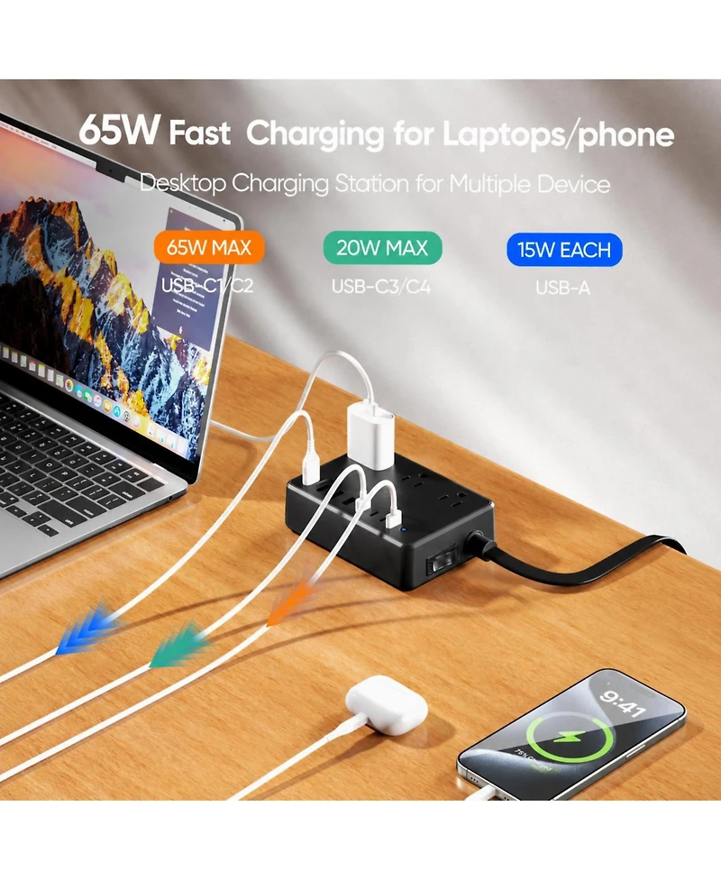 Lofree 100W Charging Station 14-in-1 Usb Fast Charger Surge Protector