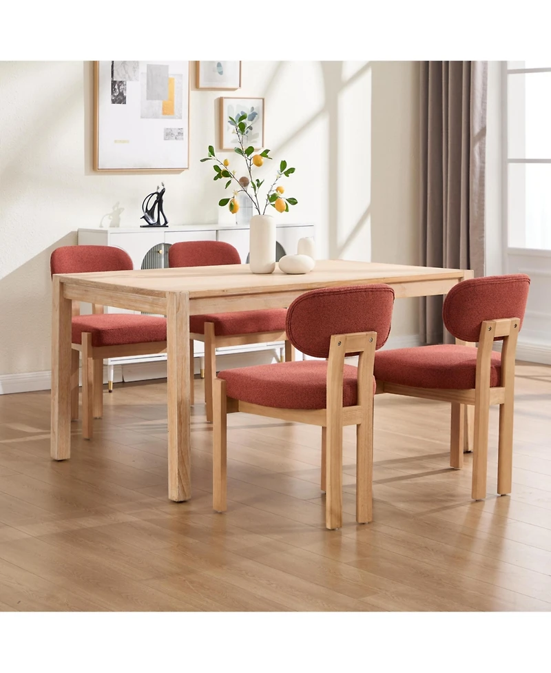 Flynama Wooden Dining Chairs Set of 2, Modern Fabric Upholstered Kitchen Chairs, Farmhouse Style Dining Chairs