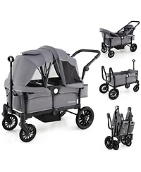Costway Wagon Stroller for 2 Kids Push Pull Double Stroller