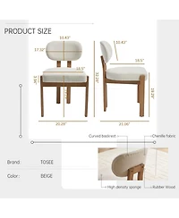 Flynama Wooden Dining Chairs Set of 2, Modern Fabric Upholstered Dining Room Chairs, Farmhouse Kitchen Chairs