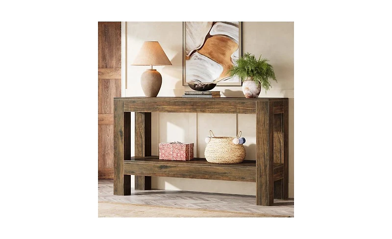 Slickblue 63" Farmhouse Console Table with 2-Tier Storage