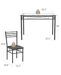 Mecale 5-Piece Dining Set with Glass Table and 4 Upholstered Chairs