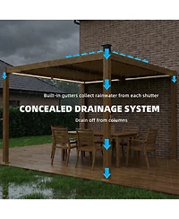 Outsunny 10' x 10' Outdoor Louve Pergola with Solar lights