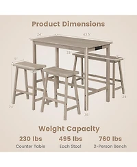 Mecale 4-Piece Counter-Height Dining Set with Bench and Outlet