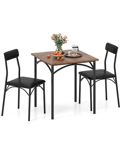 Mecale 3-Piece Square Dining Set with 2 Upholstered Chairs