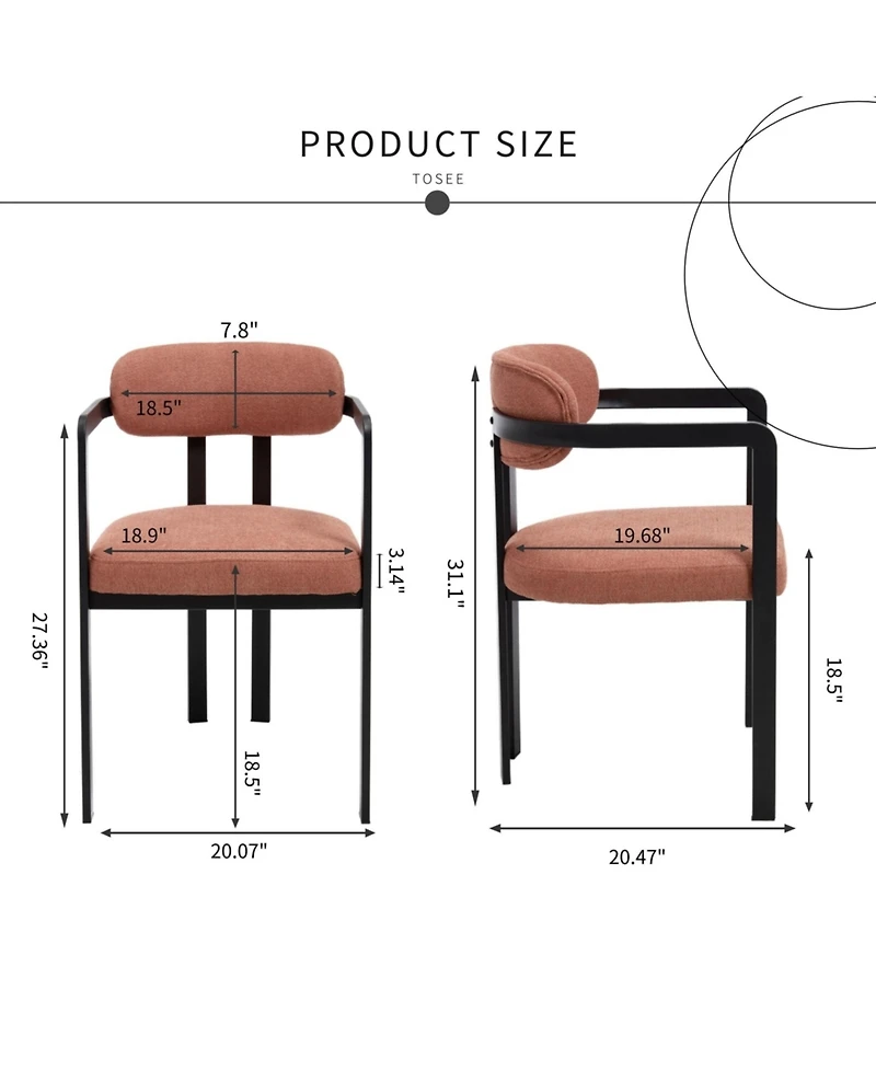 Flynama Set of 2 Mid-Century Boucle Tufted Dining Chairs, Metal Leg Kitchen Accent Chairs