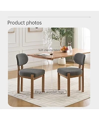 Flynama Wooden Dining Chairs Set of 2, Fabric Upholstered Farmhouse Chairs with Thick Cushion and Chenille Seat