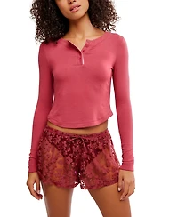 Free People Women's Early Sunset Lace Floral-Print Pull-On Shorts, 2" Inseam