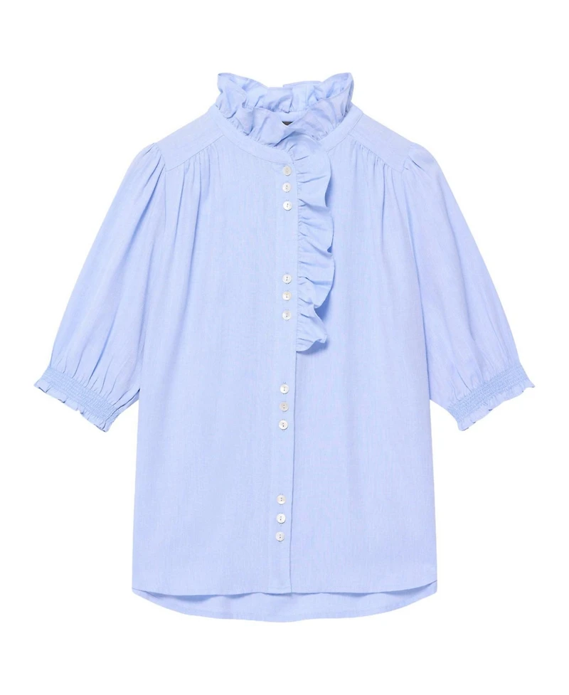 Mint Velvet Women's Cotton Chambray Ruffle Blouse