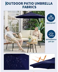 homfan 9Feet Outdoor Patio Umbrella - Push Button Tilt and Crank, 8 Rib Uv Waterproof Canopy for Garden, Pool