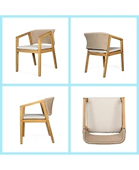 Asagikoiai 7-Piece Acacia Wood Patio Dining Set with Slatted Table and 6 Rope Woven Chairs
