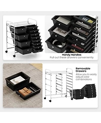 Mecale 12-Drawer Utility Rolling Cart with Punched Top Tray