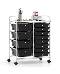 Mecale 12-Drawer Utility Rolling Cart with Punched Top Tray