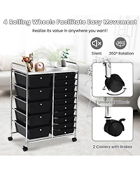 Mecale 15-Drawer Rolling Storage Cart with Top Shelf