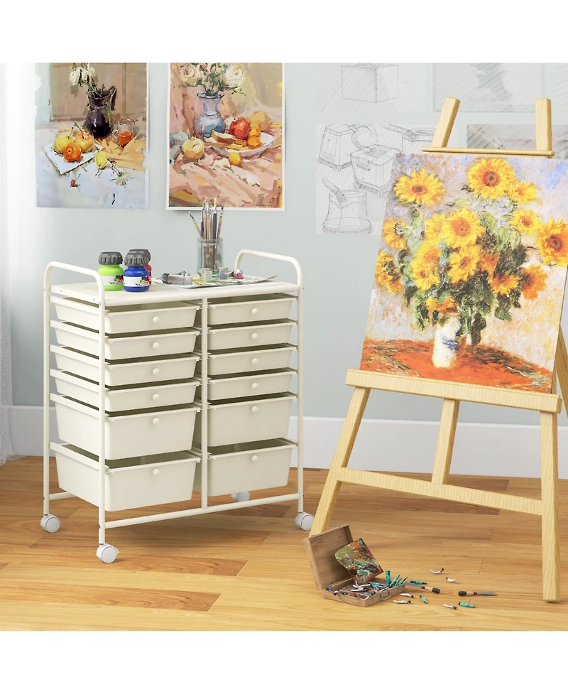 Mecale 12-Drawer Rolling Craft Storage Cart