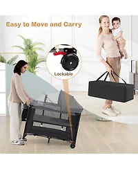 Costway Baby Bassinet Bedside Crib with Changing Table Mattress Detachable Canopy Basket