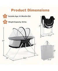 Costway Baby Bassinet Bedside Crib with Changing Table Mattress Detachable Canopy Basket