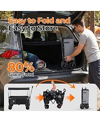 Streamdale Multi-Functional Folding Utility Wagon Cart with Canopy and All-Terrain Wheels