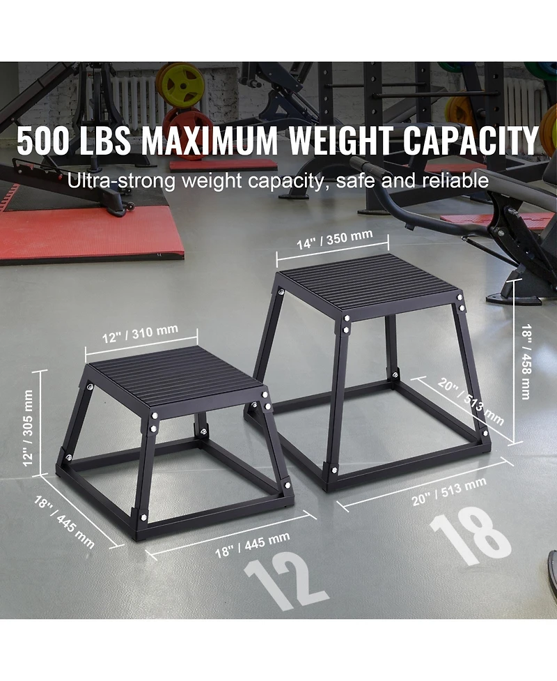 Vevor 12" Plyometric Jump Box Fitness Exercise Plyo Box Step Cross Black