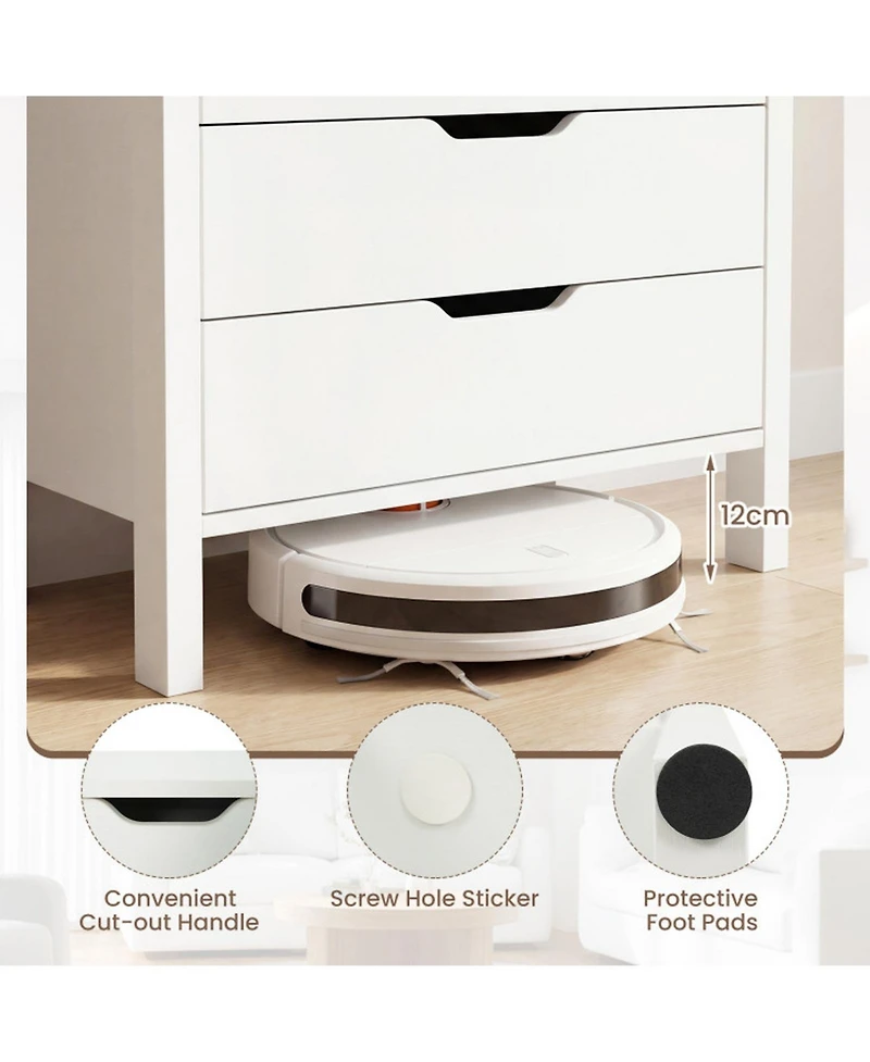 Sugift Minimalist 4-Drawer Dresser for Bedroom with Cut-Out Handles and Anti-Tipping Kits
