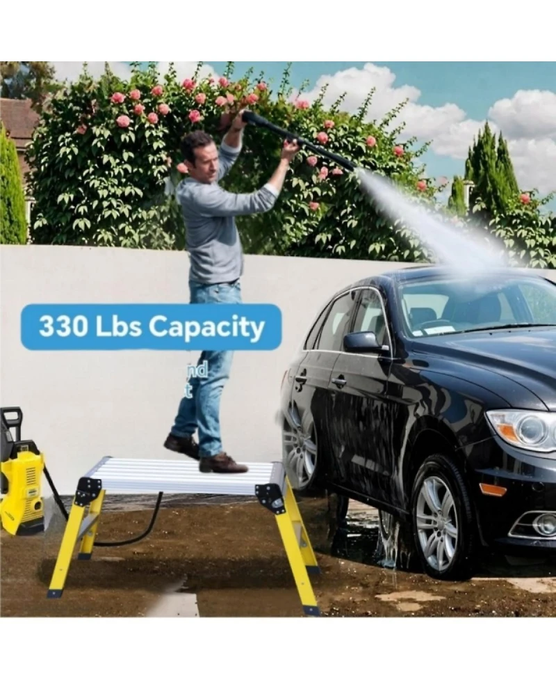 Streamdale Furniture Aluminum Step Ladder Heavy Duty Foldable Aluminum Platform 330 Lbs Capacity