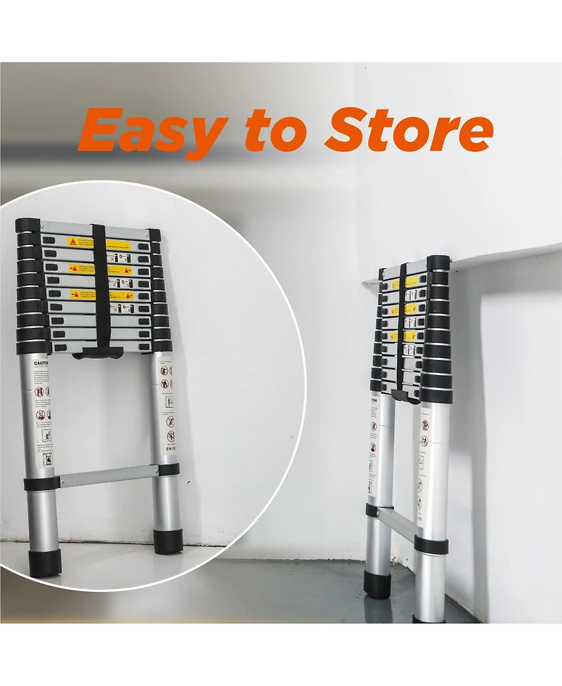 Streamdale Furniture 10.5FEET Telescoping Aluminum Extension Ladder, 300 lbs Capacity