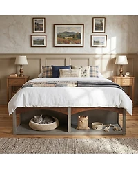 Clihome King Bed Frame with Storage Drawers, No Headboard Platform Bed, Pet-Friendly Design, Box Spring Needed, Modern Minimalist Style