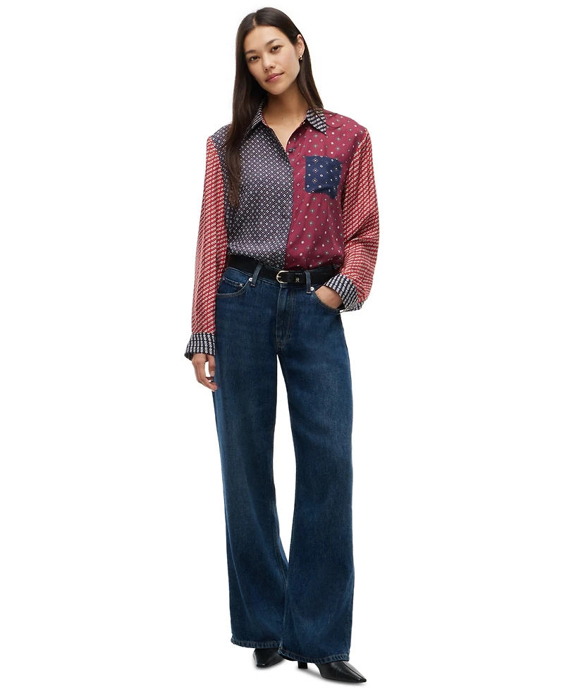 Tommy Hilfiger Women's American Icons Patchwork Long-Sleeve Shirt