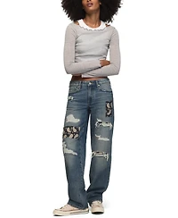 Lucky Brand Women's Legend Patchwork Baggy Mid-Rise Bootcut Jeans